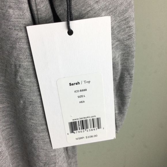 NWT Bailey/44 Sarah Dropped Shoulder Raw Trim 3/4 Sleeve Jersey Top Size Large - Picture 10 of 11